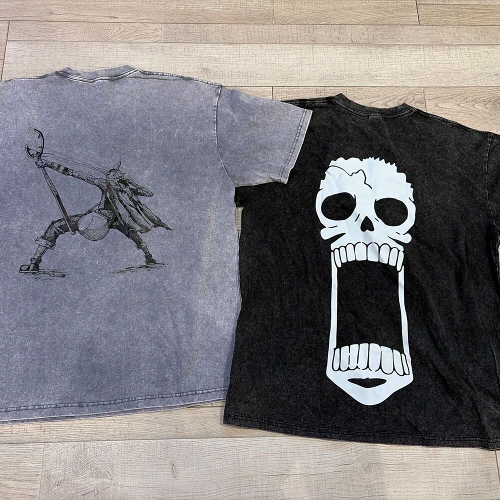 LOT of 2 ONE PIECE XL Shirts Vintage Wash Usopp Brook Sniper Soul King Anime